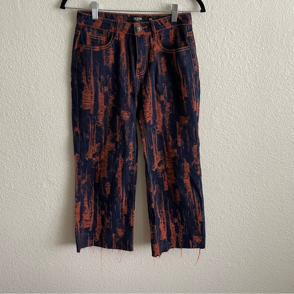 Sold Out Jaded London Y2K Boyfriend Straight Jeans in Indigo Orange Distressed - Picture 5 of 13
